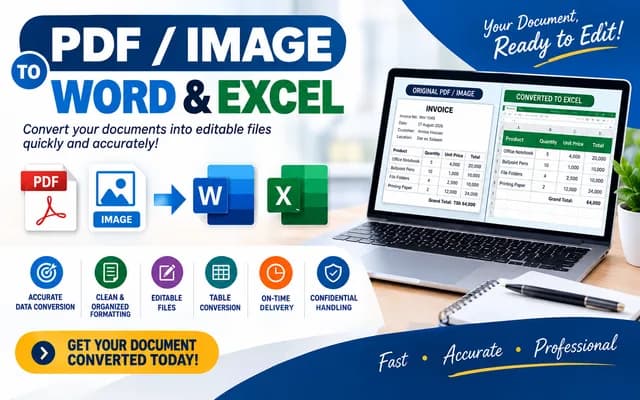 I will convert PDF or images to editable Word or Excel
