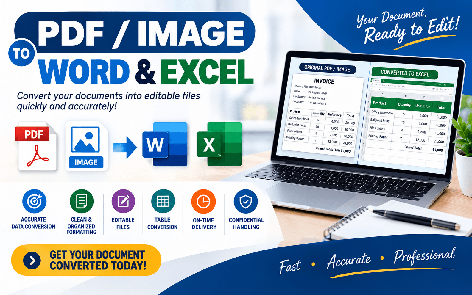 I will convert PDF or images to editable Word or Excel — Hafsah Omary Rajabu on PhidTech